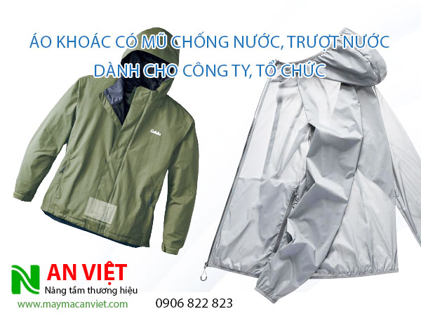 Xưởng may áo khoác đồng phục có mũ chống nắng, chống nước mưa