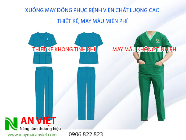 Xưởng may đồng phục bệnh viện chất lượng cao thiết kế, may mẫu miễn phí